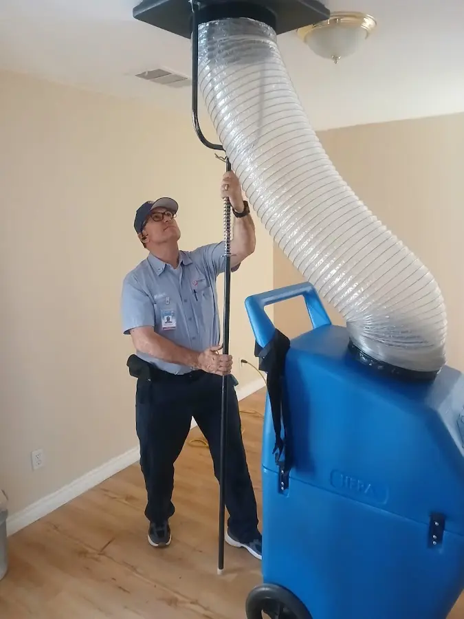 Mini Split Installation technician using HEPA equipment in Shiprock